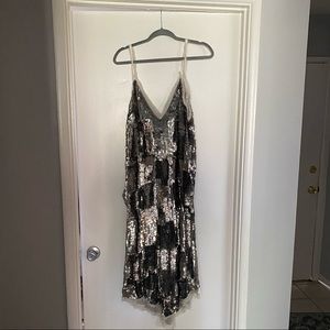 Off-the-shoulder sequin party dress